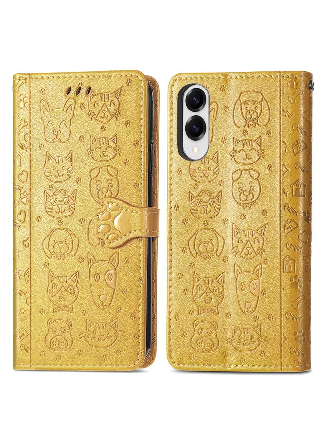 S-TOP Case For Samsung Galaxy S25 Edge 5G Cat and Dog Embossed Leather Phone Case - Image 2