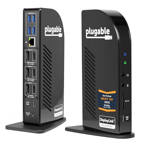 Plugable 13-in-1 USB C Docking Station 4K Triple Monitor with 100W Power Delivery | USB C Dock for Windows, Mac, ChromeOS, Thunderbolt | Driver Required | 3X HDMI and 3X DisplayPort (UD-ULTC4K) - Image 1