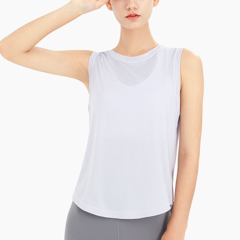 Generic Breathable Mesh Yoga Tank Top for Women Water mist purple 
