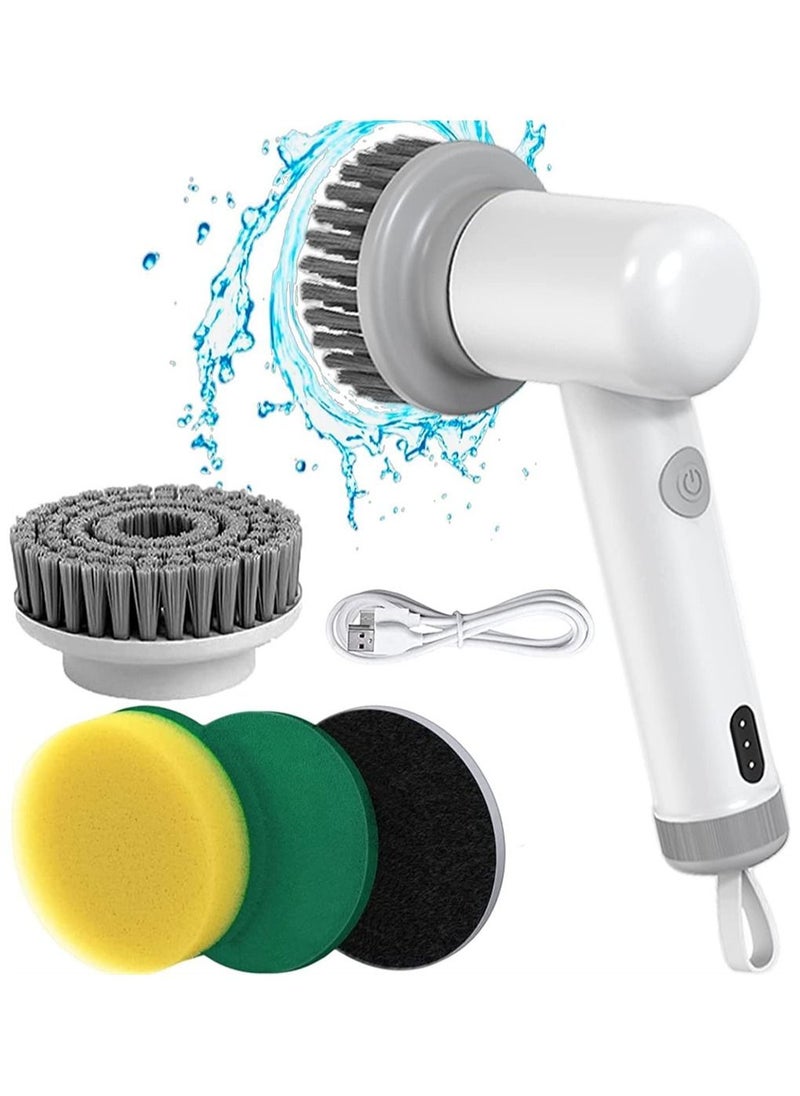 DMG TECH Cordless Electric Spin Scrubber, Cleaning Brush for Bathroom, 2 Rotating Speeds, 4 Replaceable Brush Heads, Portable Handheld Scrubber for Cleaning  - Image 1