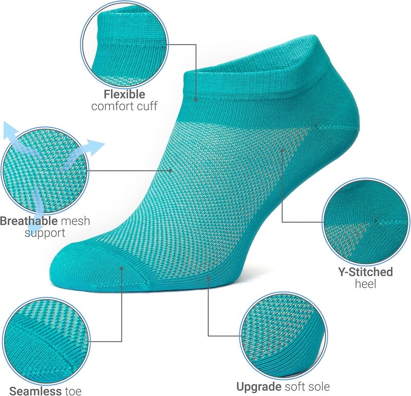 Duna Womens Socks, Ultra Thin Breathable Cotton Ankle Socks for Women, Athletic Running Low Cut No Show - Image 2