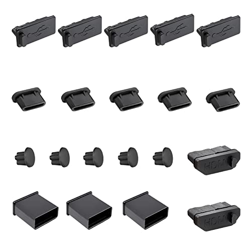 Gavemi USB Port Caps, Silicone Anti Dust Cover Port Protection Plug for USB Type-C, 3.5mm Headphone, USB HDMI Port Total 20pcs - Image 1