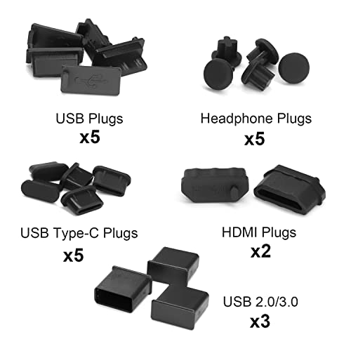 Gavemi USB Port Caps, Silicone Anti Dust Cover Port Protection Plug for USB Type-C, 3.5mm Headphone, USB HDMI Port Total 20pcs - Image 3