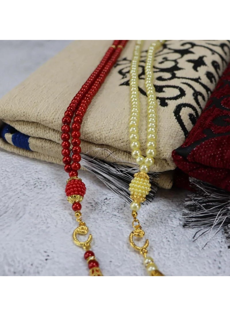 SUNDUS - Sajdah - Prayer Mats for Men & women - Maroon/Golden - Image 1