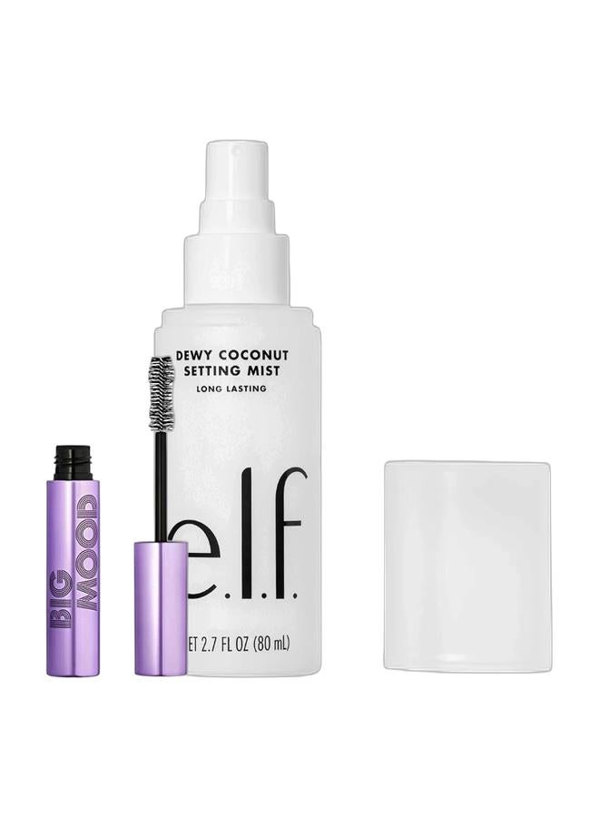 elf Big Mood Mascara Instantly Creates Longlasting Bold Lifted Voluminous Lashes Infused With Jojoba Wax Pitch Black 030 Fl Oz & Dewy Coconut Setting Mist Bundle - Image 1