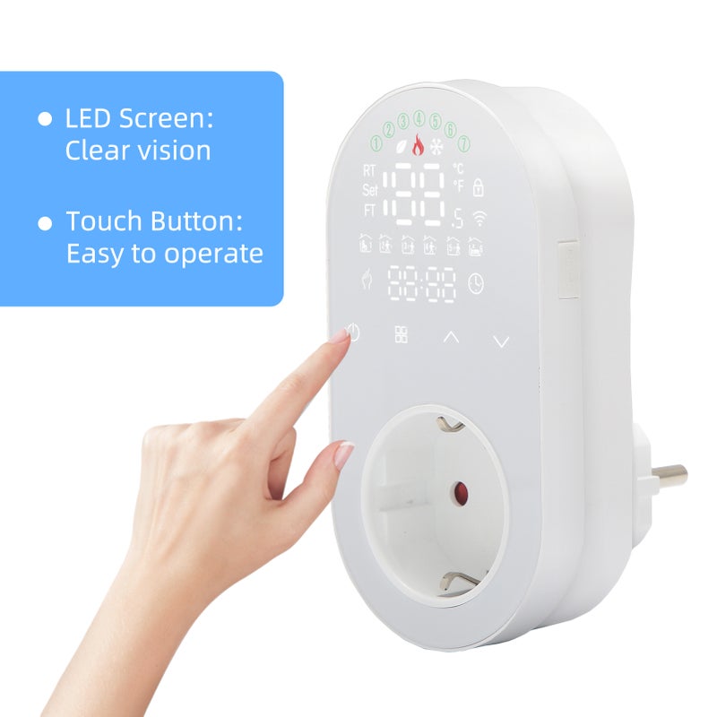 مدرس حرارة ذكي لـ Wifi 120×62 مم - وضعين للتسخين والتبريد - مدرس حرارة بشاشة LED بأربعة أنواع قابلة للتعديل للأمنيات الذكية والمراكز التجارية والأماكن الصناعية - Image 4