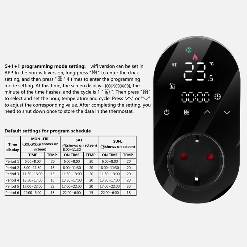 مدرس حرارة ذكي لـ Wifi 120×62 مم - وضعين للتسخين والتبريد - مدرس حرارة بشاشة LED بأربعة أنواع قابلة للتعديل للأمنيات الذكية والمراكز التجارية والأماكن الصناعية - Image 2