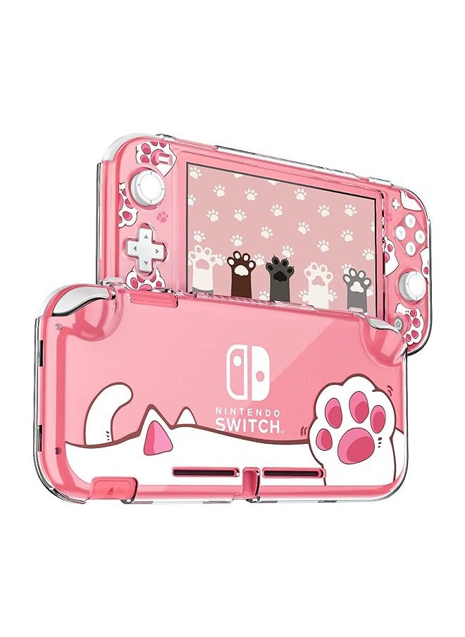 Organizer Protective Case for Switch Lite Clear Hard PC Cover Split Design Shockproof Anti Scratch Shell Accessories and Joycon Controller Cute Pink Cat Paw  - Image 1