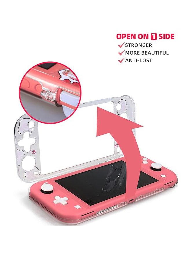 Organizer Protective Case for Switch Lite Clear Hard PC Cover Split Design Shockproof Anti Scratch Shell Accessories and Joycon Controller Cute Pink Cat Paw  - Image 2