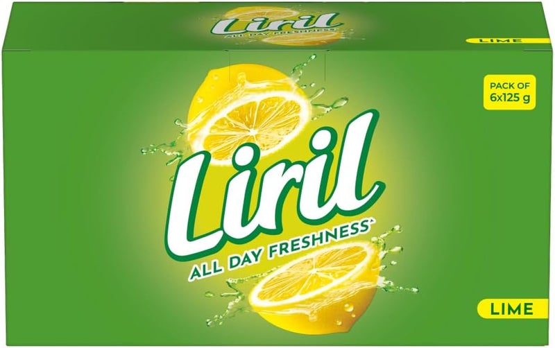 Liril Lime Bathing Bar Feel the Citrus Burst of Freshness Pack of 6 (6 x 125g) - Image 1