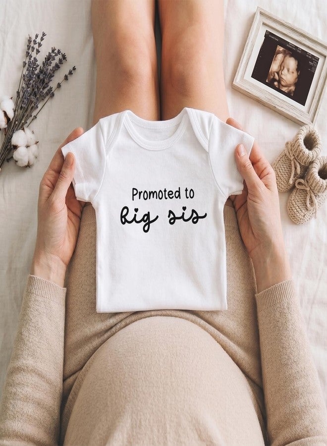 Printique Organic Cotton Baby Onesie Promoted To Big Sister” Pregnancy Announcement Infant Bodysuit, Unisex Baby Clothes,Snap Closure (9-12 Months - Image 2