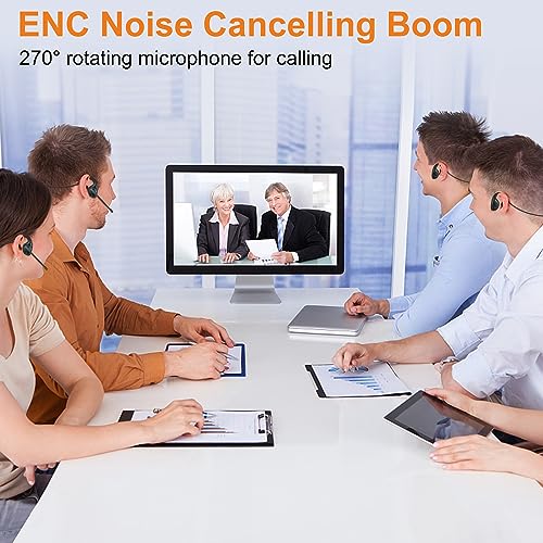 Golvery Latest Bluetooth 5.3 Headset w/DSP Noise Canceling Boom Microphone & Mute for Cellphone, Lightweight Comfort Open Ear Wireless Headphones for PC Laptop Office Meeting Home Working, 10H - Image 2