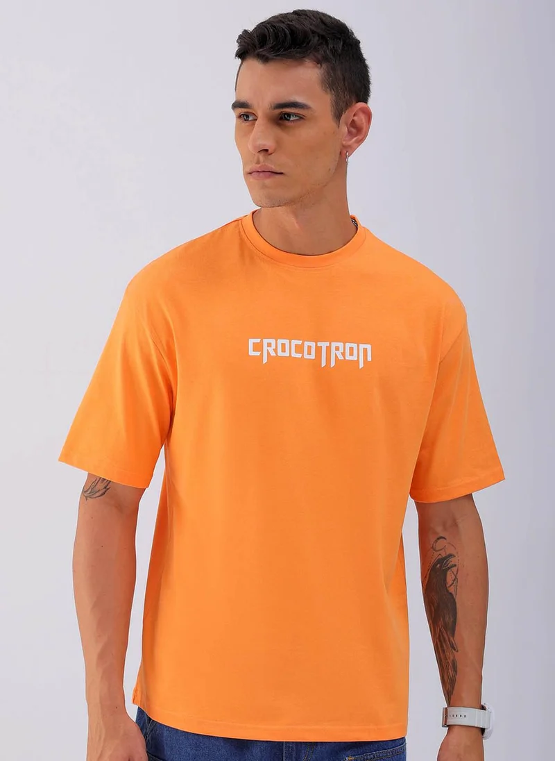 The Indian Garage Co Men Boxy Oversized Graphic Back Printed Round Neck Tshirt