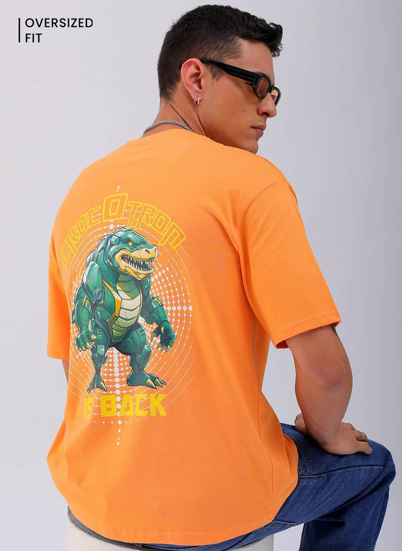 The Indian Garage Co Men Boxy Oversized Graphic Back Printed Round Neck Tshirt