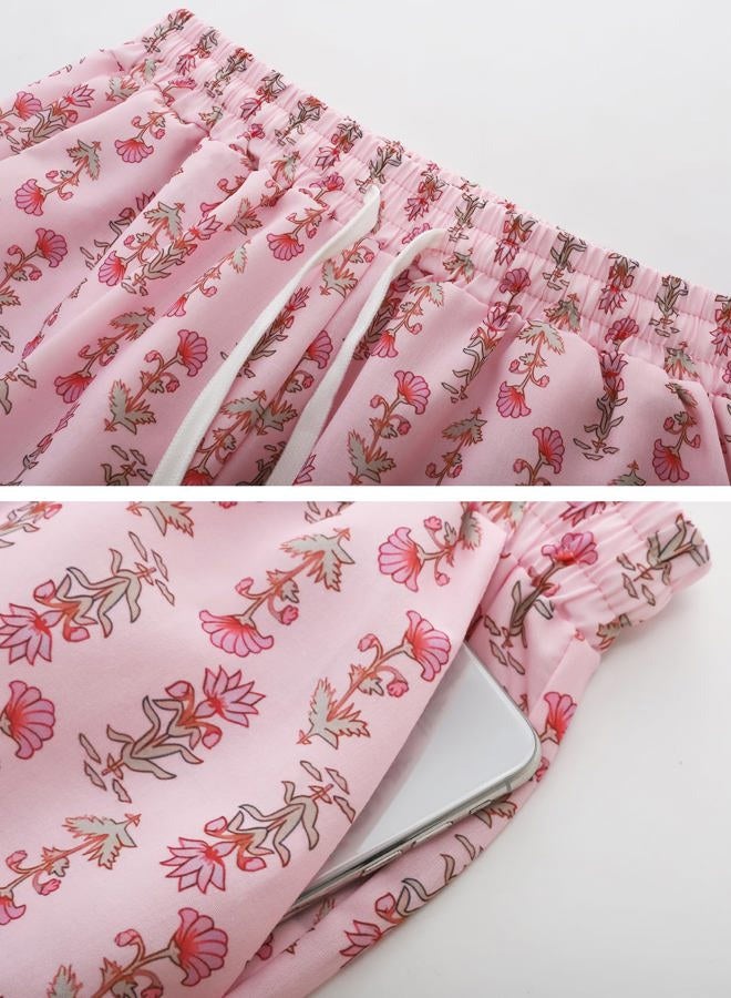 Flygo Floral Pajama Sets for Women 2 Piece Lounge Set Ruffle Cami Top and Shorts Pj Set Sleepwear, Rose, S - Image 5