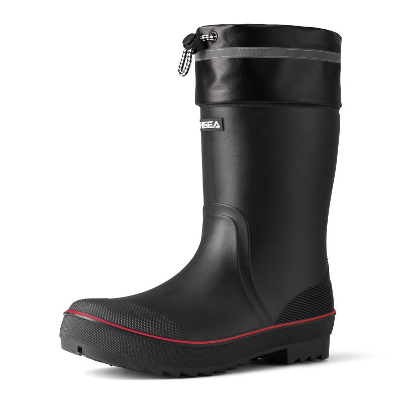 HISEA Men's Rubber Rain Boots Waterproof Durable Non Slip Mid Calf Boots for Garden Fishing Outdoor with Adjustable Closure - Image 1