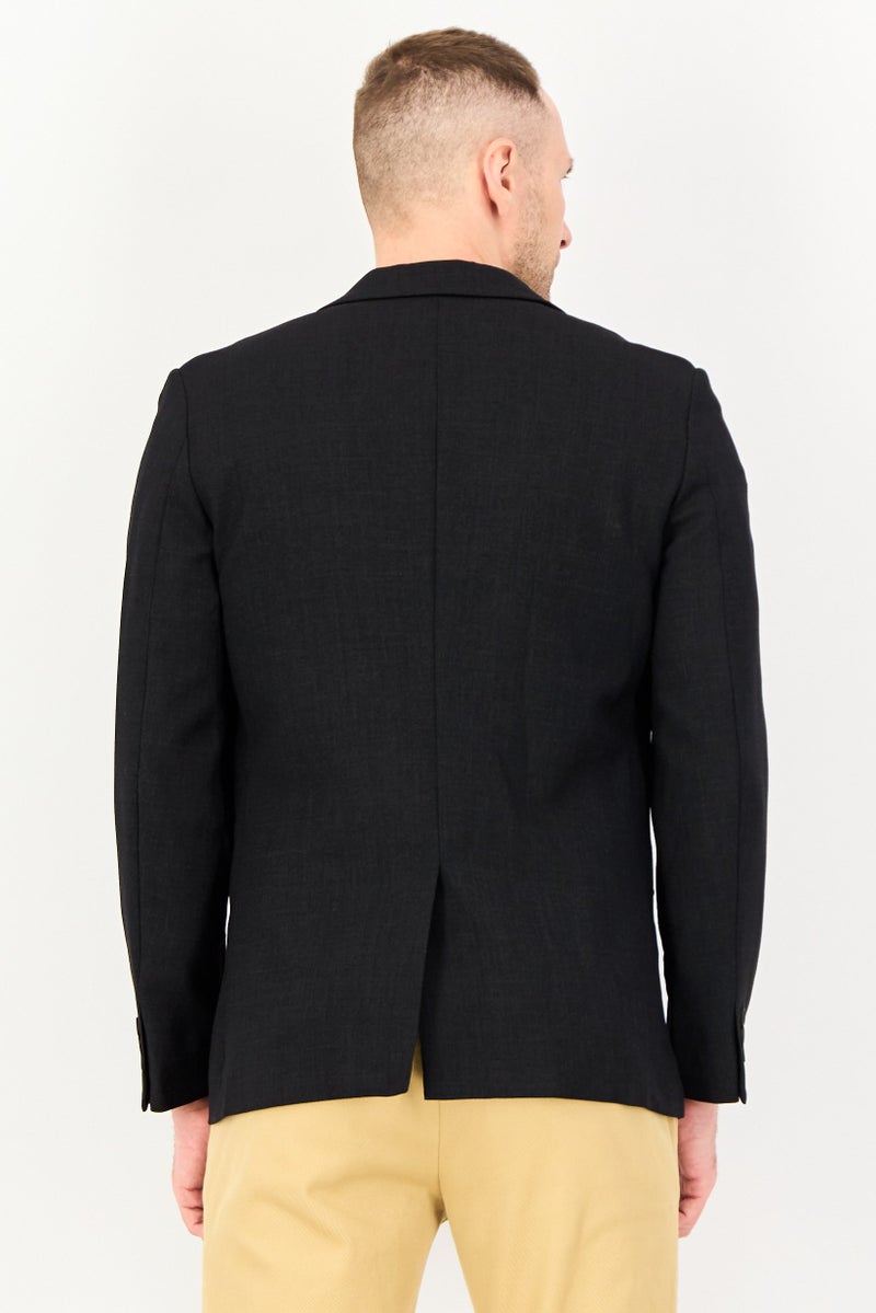 SELECTED Men Regular Fit Solid Long Sleeve Semi-Formal Blazer, Black - Image 4