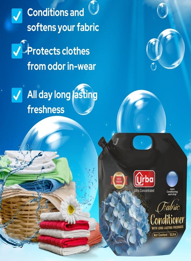 Urba Ultra Concentrated Fabric Conditioner (Fabric Softener), 5 Litre, DEW FRESH, Long Lasting Freshness, After Wash Fabric Conditioner, Super Saver Pack - Image 3