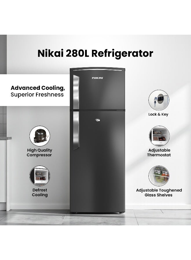 NIKAI ثلاجة نيكاي 280 لتر ذات بابين علوية NRF280DN5S1 (رمادي داكن) + غسالة تحميل أمامي 7 كجم 16 برنامج NWM701FN9 (أبيض) حزمة الأجهزة المنزلية النهائية | غاز R600A، تبريد صامت، 16 برنامج، غسيل بالبخار، 1000 دورة في الدقيقة - Image 2