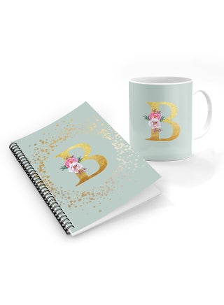 Custom Monogram Initial Letter Floral Pattern Alphabet - B  ( Light Green )