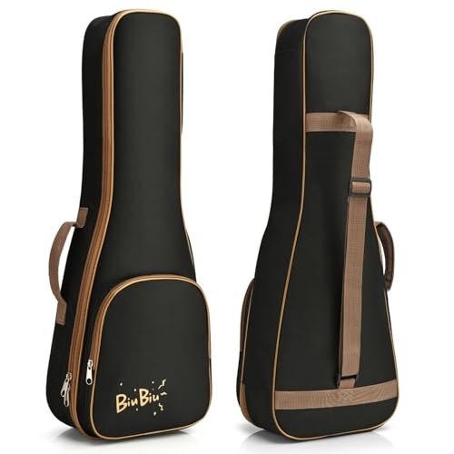 Flexzion Ukulele Case Bag - Ukulele 21 Inch Soprano Backpack Soft Case - Waterproof Uke Gig Bag with Carrying Handle, Pocket & Adjustable Shoulder Strap, Black - Image 1