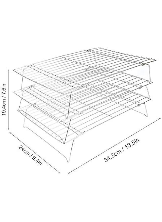 Stainless Steel Baking Rack, 3 Tier Cooling Rack, Stackable Cooling Rack Set with foldable Folding Legs for Cookies Cakes Kitchen Baking Cooking Grilling, 3 Tier Cooling Rack, Stainless Steel Bak - Image 3
