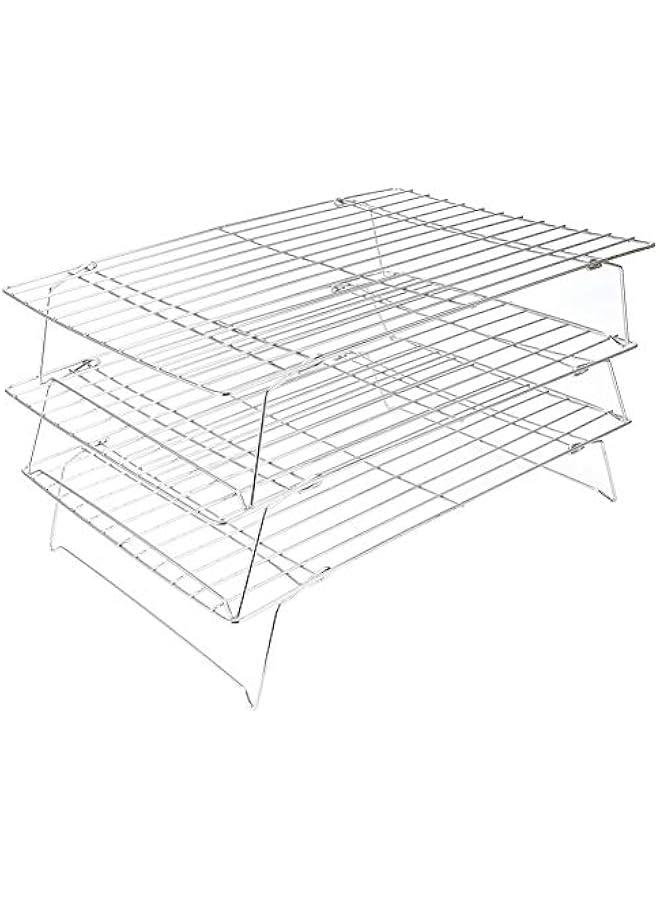 Stainless Steel Baking Rack, 3 Tier Cooling Rack, Stackable Cooling Rack Set with foldable Folding Legs for Cookies Cakes Kitchen Baking Cooking Grilling, 3 Tier Cooling Rack, Stainless Steel Bak - Image 4