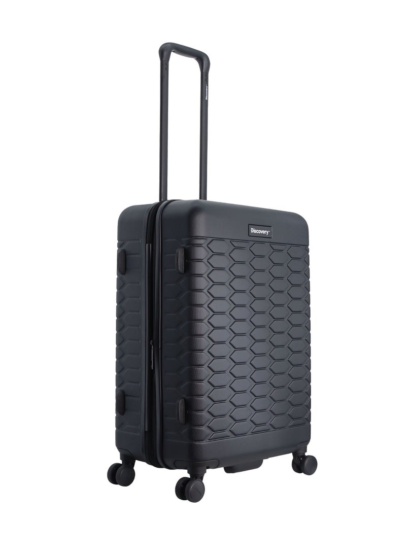 Discovery - Discovery Reptile ABS Hardshell Medium Check-In Luggage Black, Durable Lightweight Expandable Suitcase, 4 Double Wheel With TSA Lock Trolley Bag (24 Inch). - Image 1