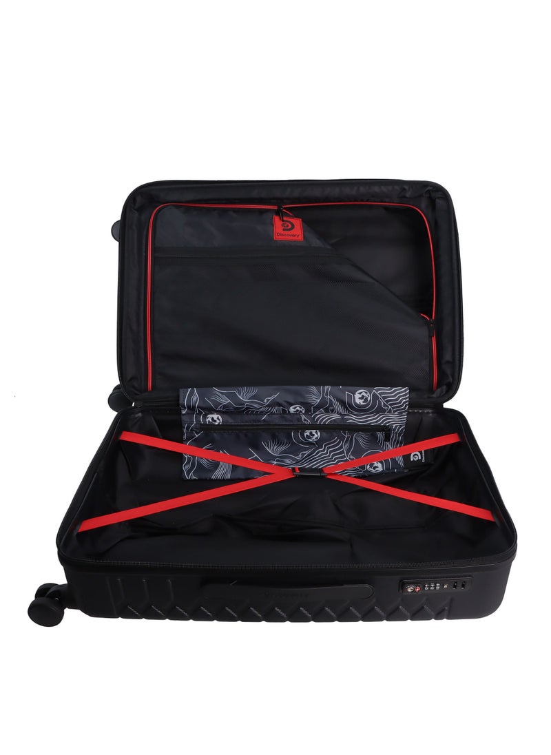 Discovery Reptile ABS Hardshell Medium Check-In Luggage Black, Durable Lightweight Expandable Suitcase, 4 Double Wheel With TSA Lock Trolley Bag (24 Inch). - pzsku/ZEBFA76E67894AF80BCC5Z/45/_/1720610652/65d29ac2-b40c-4ab4-ab81-816a4b951d4c