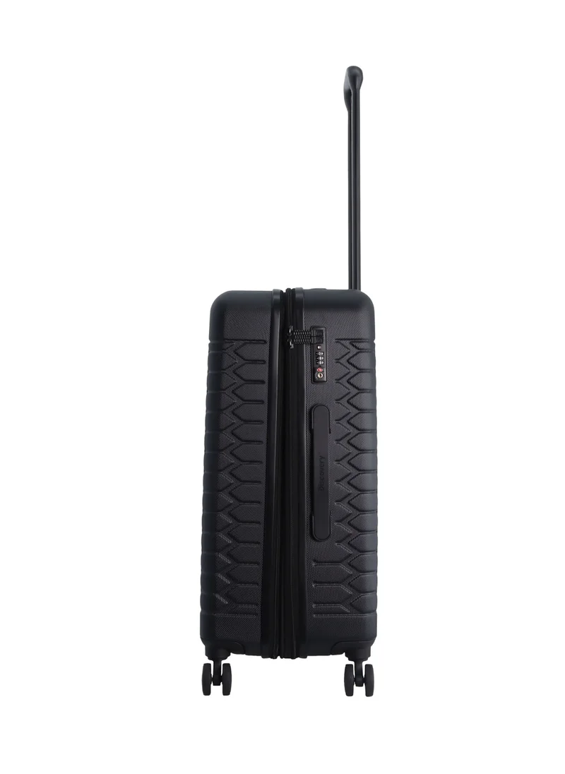 Discovery Discovery Reptile ABS Hardshell Medium Check-In Luggage Black, Durable Lightweight Expandable Suitcase, 4 Double Wheel With TSA Lock Trolley Bag (24 Inch).