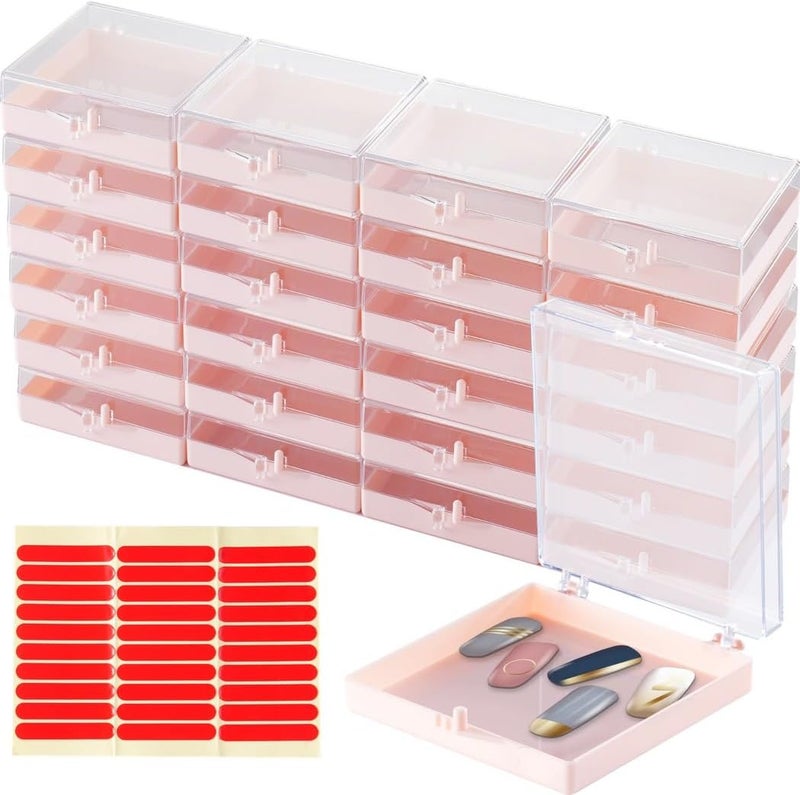 25-Pack Portable Nail Storage Boxes with Transparent Lids, Compact Acrylic Organizers for Press-On Nails - Image 1