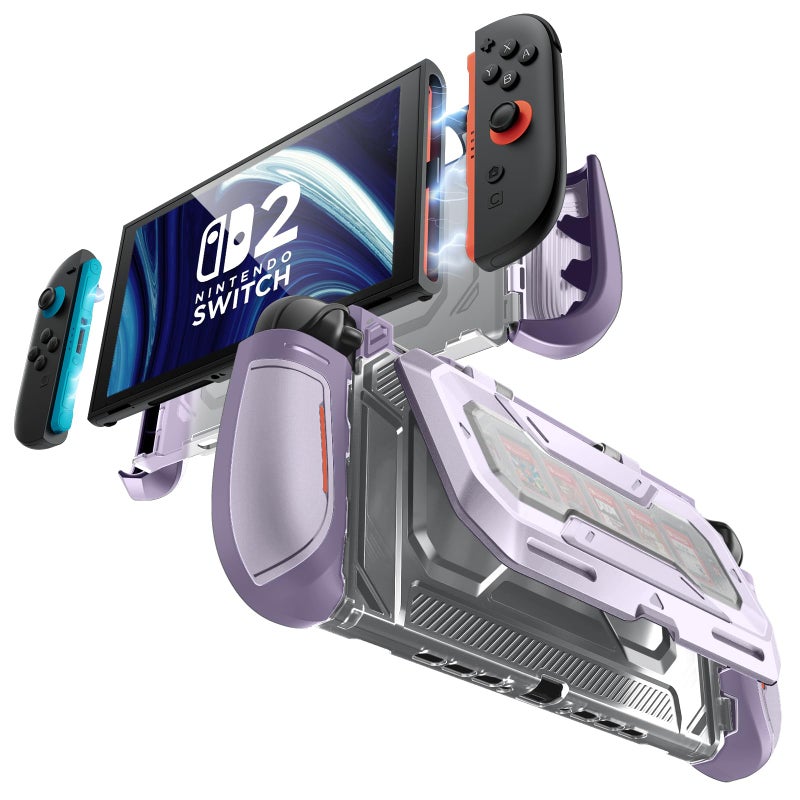 Mumba Dockable for Nintendo Switch 2 Case with Flip Stand, [Titan] Ergonomic Switch 2 Grip Protective Cover Holds 5 Game Cards & 2 TF Cards TPU Accessories and Quick-Release Joy-Con Design (Violt) - Image 1