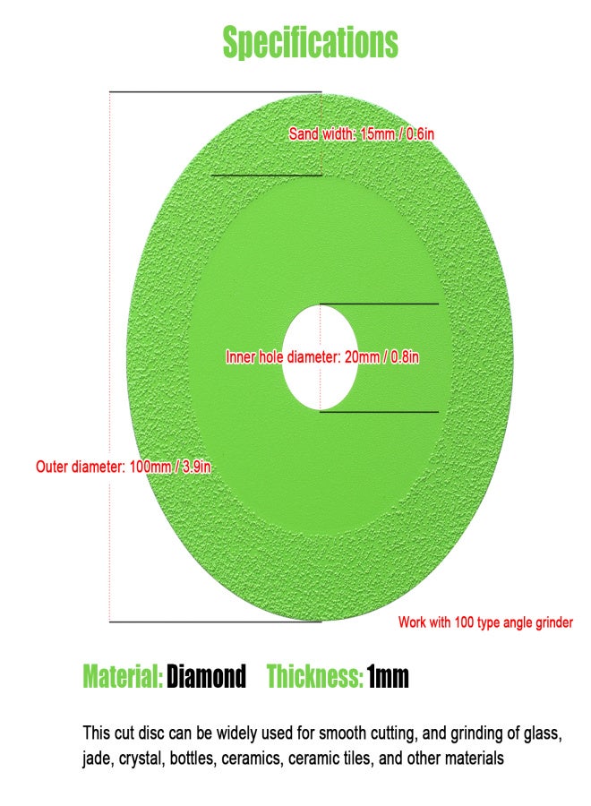 100mm Multifunctional Glass Cutting Disc Ceramic Grinding Thin Cutting Disc Diamond Cutting Disc Ceramic Tile Bottle Grinding Cutting Disc for 100 Type Angle Grinder - Image 5