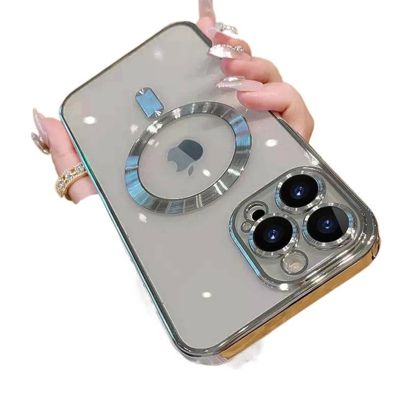 TPU MagSafe Case for iPhone 13 with Shockproof and Drop Protection plus Shockproof plus Strong Magnetic plus Full Coverage in Silver Grey - Image 1
