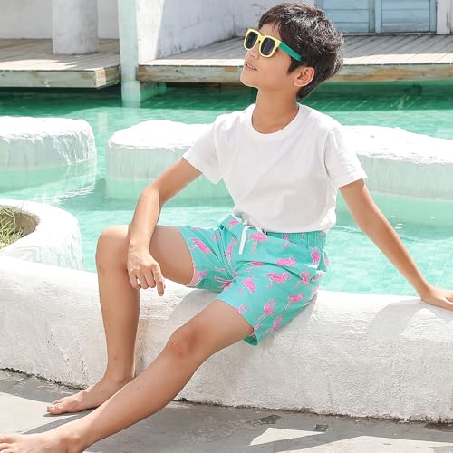 ZenGents Boys Swim Trunks Size 10-12 Flamingo Swimwear Swim Shorts with Compression Liner Swimsuit Teen Boys Bathing Suit Size 10-12 Swimming Trunks for Kids - Image 3