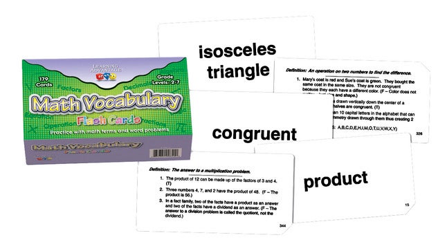 مجموعة بطاقات تعليمية لمفردات الرياضيات من Learning Advantage، مكونة من 179 بطاقة