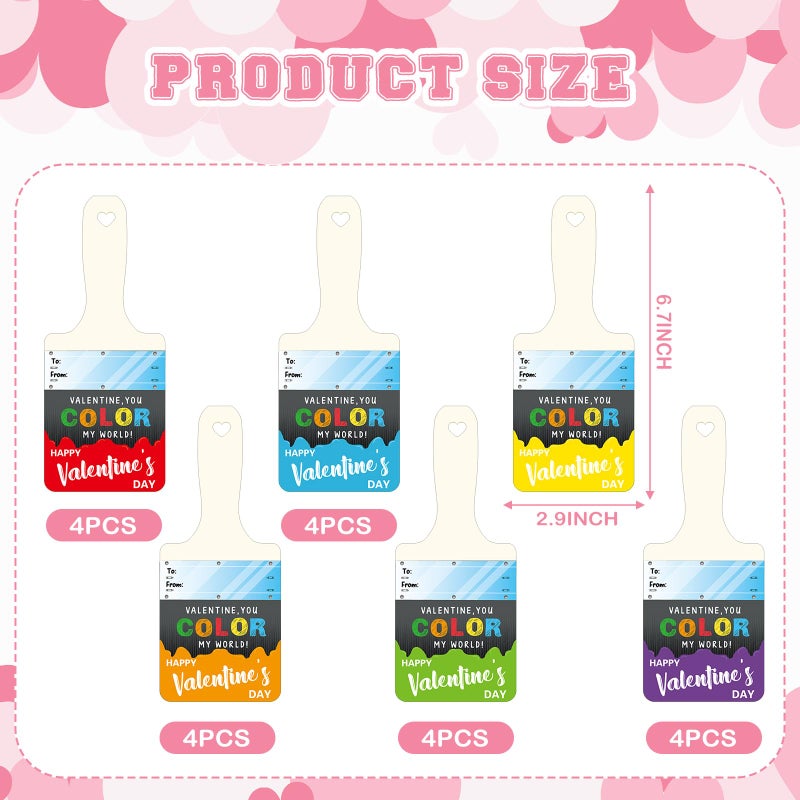 Noveread 24 Set Valentine's Day Gifts for Kids Watercolor Paint Sets with Cards Heart Shaped Watercolor Paint Sets for Kids Class Valentines Party Favors School Classroom Exchanges Gift(Fresh Style) - Image 5