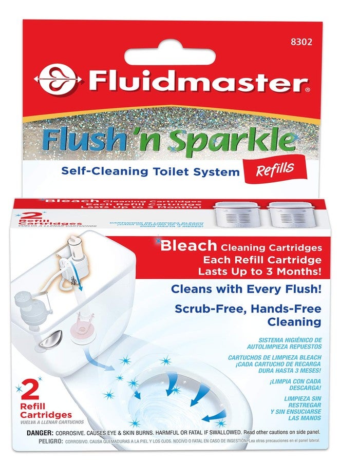 Fluidmaster 8302P8 Flush 'n Sparkle Automatic Toilet Bowl Cleaning System Bleach Replacement Cartridge Refills, 2-Pack - Image 1