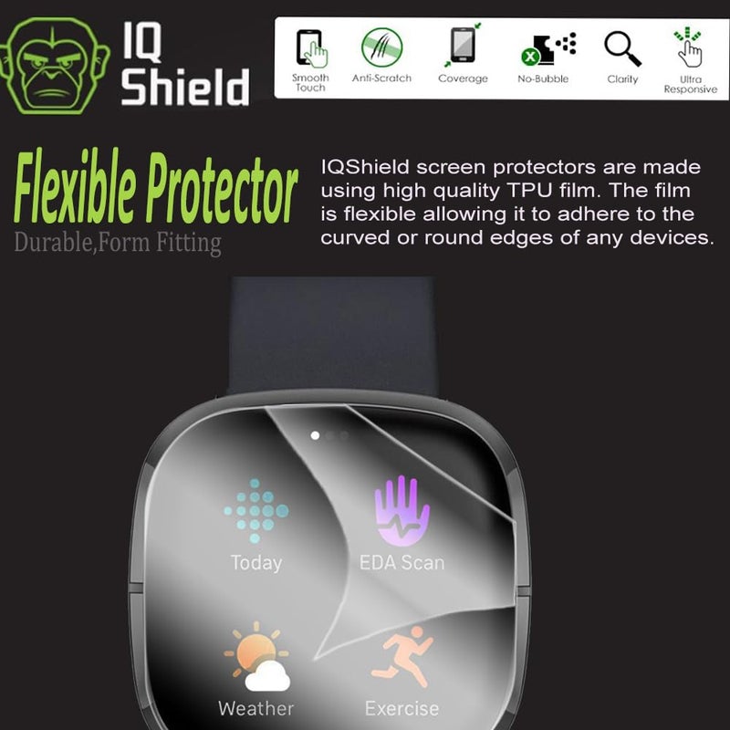 IQShield 6 Pack Screen Protector for Fitbit Versa 2 Easy Install Anti-Scratch Ultra Thin Smudge Resistant Anti-Bubble Clear TPU Film - Image 3
