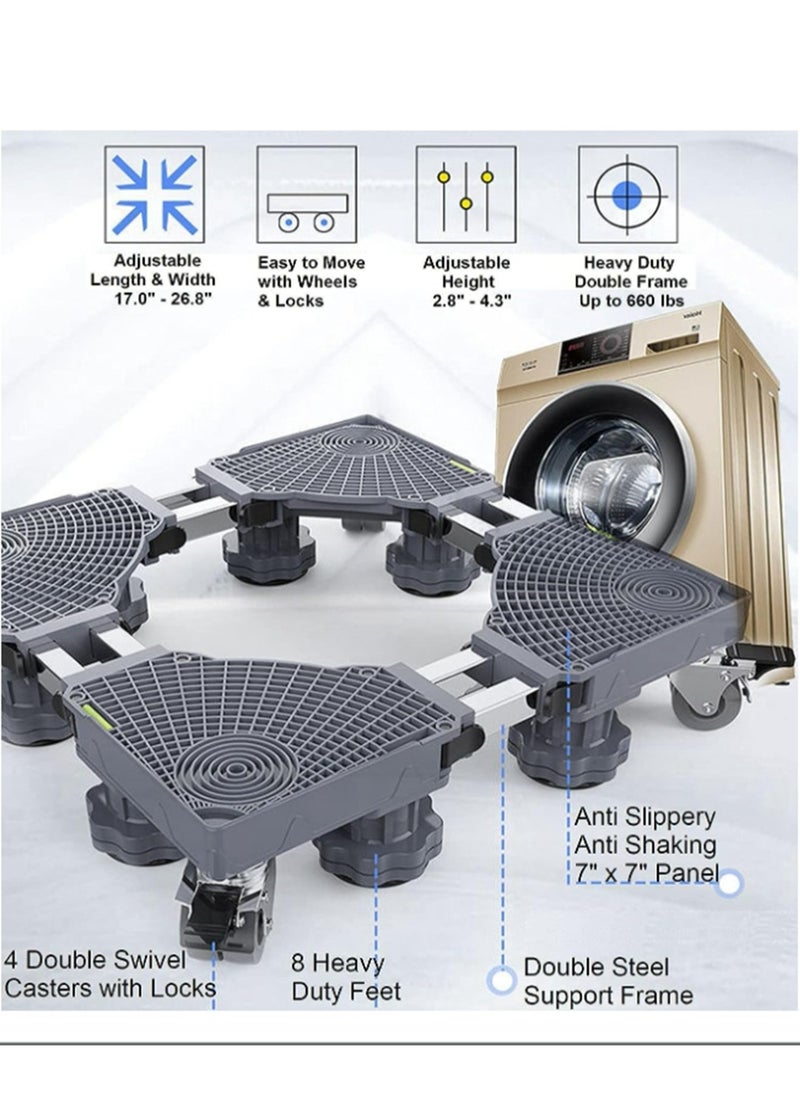 GULFLINK - Fridge Wash Machine Universal Stand Base Adjustable Refrigerator Stand With 4 Strong Wheels. - Image 1