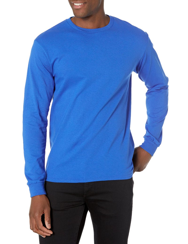 Soffe Mens Long-Sleeve Cotton T-Shirt, Royal, Small - Image 1
