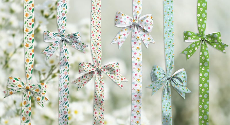 YKW Spring Grosgrain Ribbon, 6 Pack (5/8 Inch x 3 Yards Each), Floral Bird Ribbon, Garden Theme Craft Ribbons for Gift Wrapping Wedding Party Home Decoration DIY Projects - Image 3