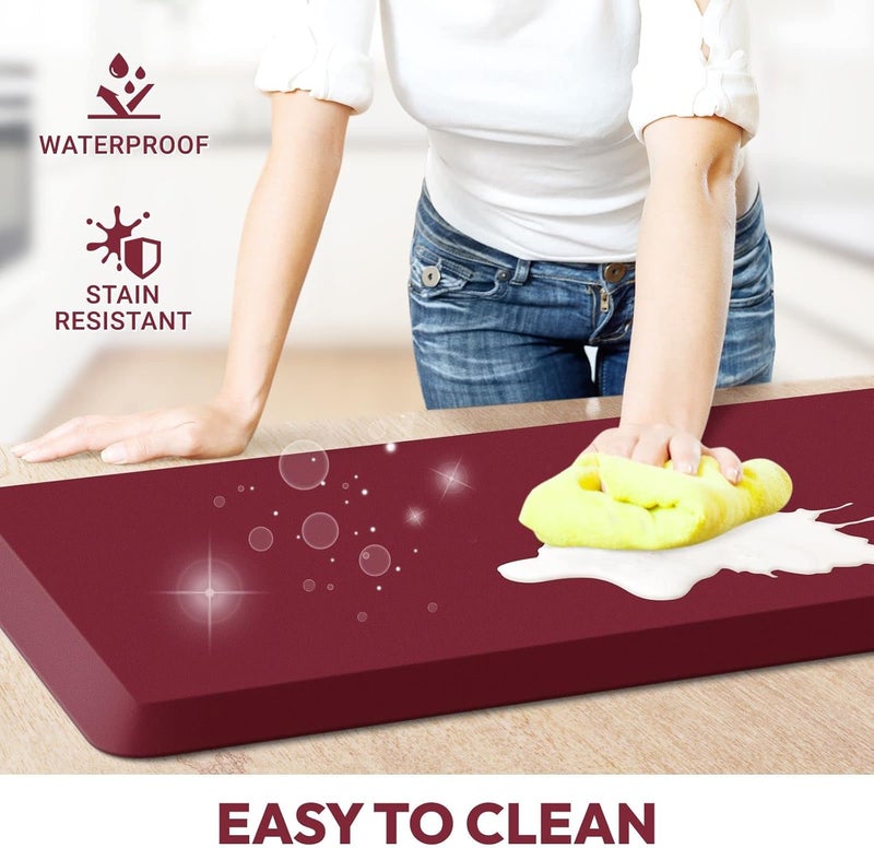 StepLively 4/5 Inch Thick Kitchen Mat - Cushioned Anti Fatigue Mats for Kitchen Floor - Easy to Clean, Waterproof, Non-Slip Kitchen Rug for Sink, Office, Kitchen (22''x36'' Red) - Image 3