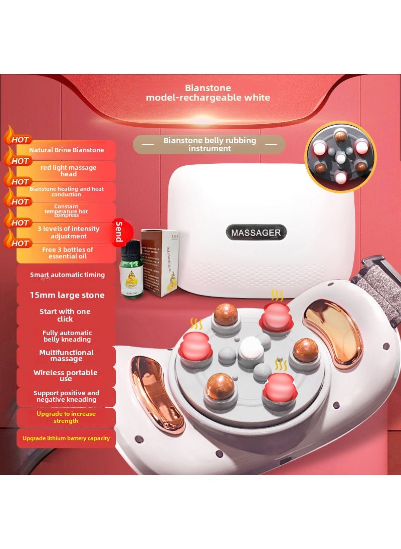 Generic Automatic Belly Massager Heating Waist Belt Stone needle luxury [charging +15mm stone needle +3 bottles of essential oil + red light massage head +3 gear strength + positive and negative kneading]] 