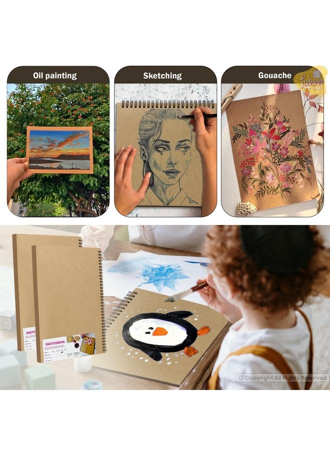 Lakeer Paper Kraft Sketchbook - A4 Size, 250 Gsm-25 Sheets, For Sketching, Acrylic, Drawing, Painting, Etc - Portrait - Image 5