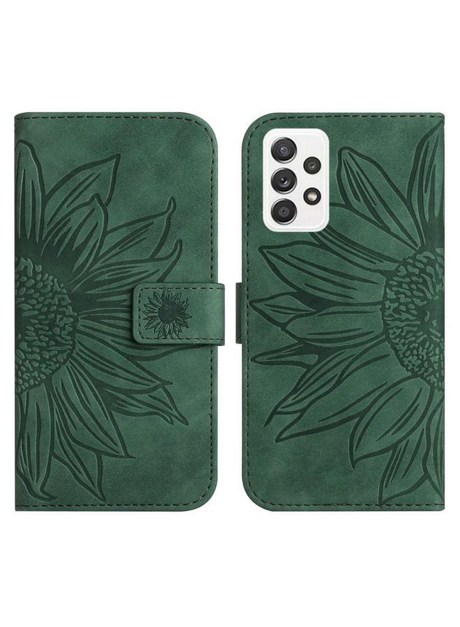 اس-توب جراب لهاتف Samsung Galaxy A52/A52S مصنوع من الجلد بتصميم زهرة الشمس مع حبل تعليق - Image 2