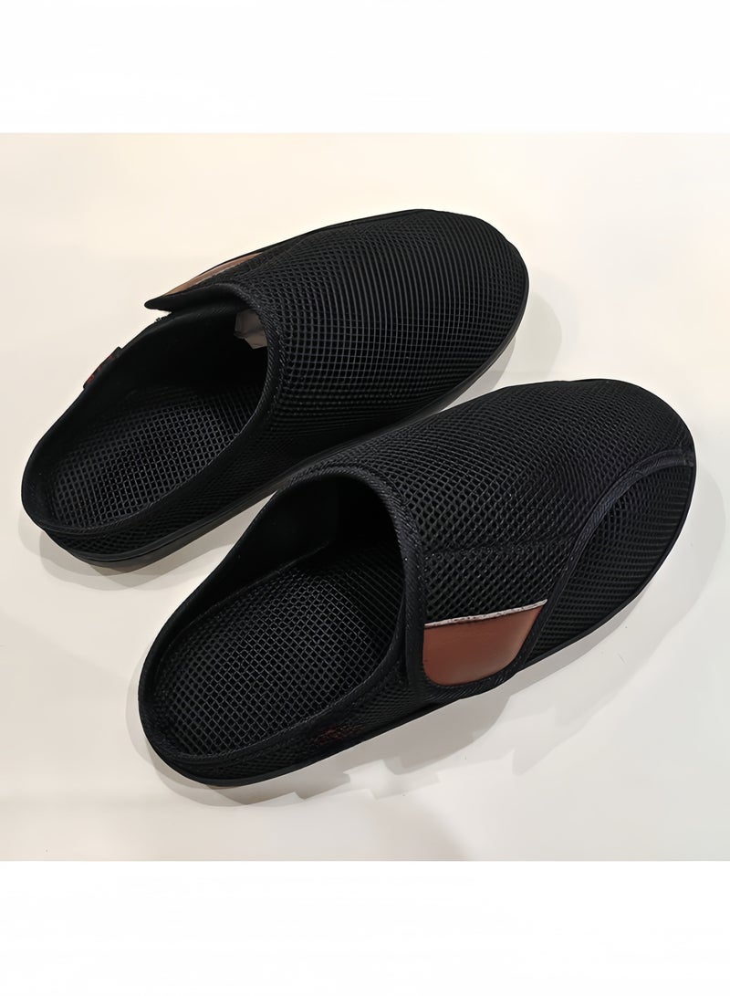 لغة أحذية لمرضى السكري، صنادل مفتوحة عند الأصابع بعرض واسع للغاية، شباشب وذمة التهاب المفاصل قابلة للتعديل لكبار السن - Image 1