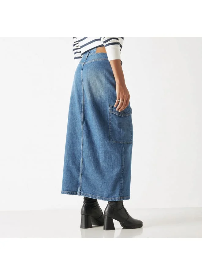 Lee Cooper Lee Cooper Solid Skirt with Slit and Pockets