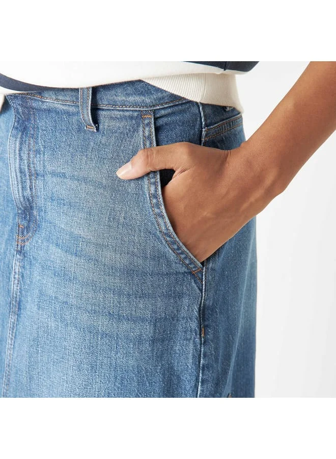 Lee Cooper Lee Cooper Solid Skirt with Slit and Pockets