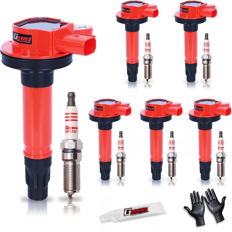 GBTAD Set of 6 Upgraded Ignition Coil Pack and Spark Plug 2011-2020 For Ford F150 Expedition Explorer Flex Taurus Transit, For Lincoln MKS MKT Navigator Turbo 3.5 V6 Replaces UF646 - Image 1